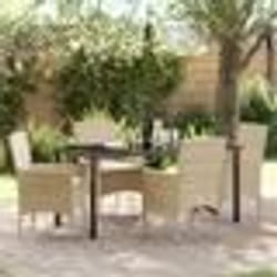 vidaXL Ensembles de jardin 5 pièces avec coussins beige en poly rotin