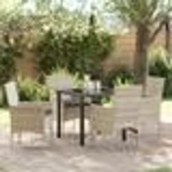 vidaXL Ensemble de salle à manger de jardin 5 pièces avec coussins gris clair en poly rotin