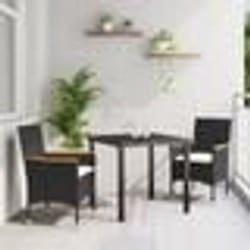 vidaXL Ensemble de jardin 3 pièces avec coussins en poly rotin noir