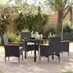 vidaXL Ensemble de jardin 5 pièces avec coussins en poly rattan noir