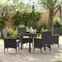 vidaXL Ensemble de jardin 5 pièces avec coussins en poly rattan noir