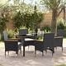 vidaXL Ensemble de salle à manger de jardin 5 pièces avec coussins noirs en rotin