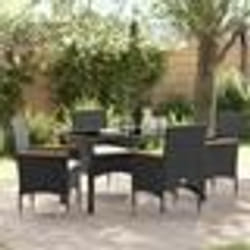 vidaXL Ensemble de salle à manger de jardin 5 pièces avec coussins noirs en rotin