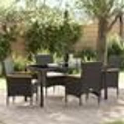 vidaXL Set de jardin 5 pièces avec coussins en poly rotin noir