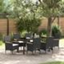 vidaXL Set de jardin 7 pièces avec des coussins en rotin noir