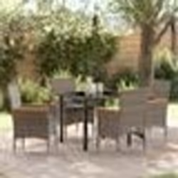 vidaXL Set de jardin 5 pièces avec coussins gris en poly rotin
