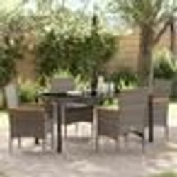 vidaXL Set de jardin 5 pièces avec coussins gris en polyrotin