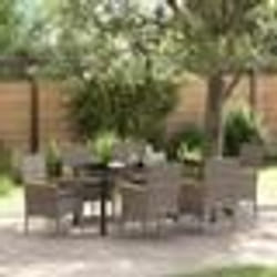 vidaXL Ensemble de jardin 7 pièces avec coussins gris en poly rotin