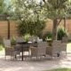 vidaXL Set de jardin 7 pièces avec coussins en poly rotin gris