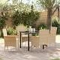 vidaXL Ensemble de jardin 5 pièces avec coussins beiges en rotin synthétique