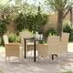 vidaXL Ensemble de jardin 5 pièces avec coussins beiges en rotin synthétique