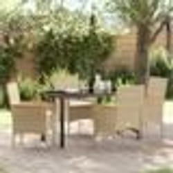 vidaXL Set de jardin 5 pièces avec coussins en poly rotin beige