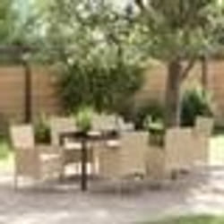 vidaXL Ensemble de jardin 7 pièces avec des coussins beige en rotin synthétique