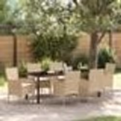 vidaXL Ensemble de salle à manger de jardin 7 pièces avec coussins beige en polyrotin