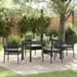 vidaXL Ensemble de salle à manger de jardin 5 pièces avec coussins en poly rotin noir