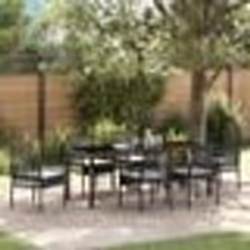 vidaXL Ensemble de salle à manger de jardin 7 pièces avec coussins Noir Poly Rotin