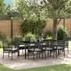 vidaXL Ensemble salle à manger jardin 9 pièces avec coussins Noir Rotin Poly