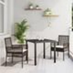 vidaXL Ensemble de Salle à Manger de Jardin 3 pièces avec coussins en poly rattan marron
