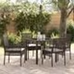 vidaXL Ensemble repas jardin 5 pièces avec coussins Marron Poly Rattan