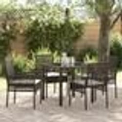 vidaXL Ensemble repas jardin 5 pièces avec coussins Marron Poly Rattan
