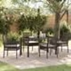 vidaXL Ensemble de salle à manger de jardin 5 pièces avec coussins marron en poly rattan