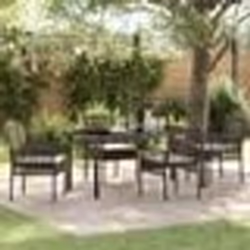 vidaXL Ensemble de salle à manger jardin 5 pièces avec coussins poly rattan marron