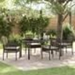 vidaXL Ensemble de salle à manger jardin 5 pièces avec coussins poly rattan marron