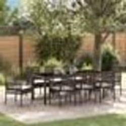 vidaXL Ensemble de salle à manger de jardin de 9 pièces avec coussins en poly rotin marron