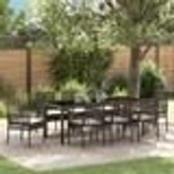 vidaXL Ensemble de salle à manger de jardin de 9 pièces avec coussins en poly rotin marron