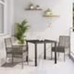 vidaXL Ensemble de Salle à Manger de Jardin 3 Pièces avec Coussins Gris Poly Rattan