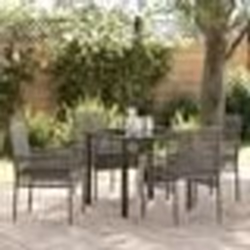 vidaXL Set de jardin 5 pièces avec coussins gris Poly Rattan
