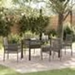 vidaXL Ensemble de repas de jardin 5 pièces avec coussins Gris Poly Rattan