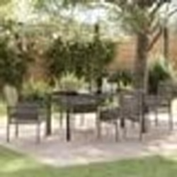 vidaXL Ensemble de salle à manger de jardin 5 pièces avec coussins gris en poly rattan