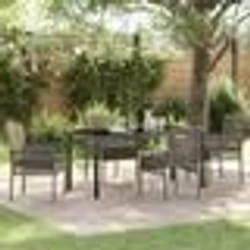 vidaXL Ensemble de salle à manger de jardin 5 pièces avec coussins gris en poly rattan