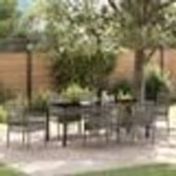 vidaXL Ensemble de salle à manger de jardin 7 pièces avec coussins gris en poly rattan
