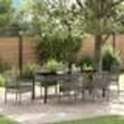 vidaXL Ensemble de salle à manger de jardin 7 pièces avec coussins gris en poly rattan