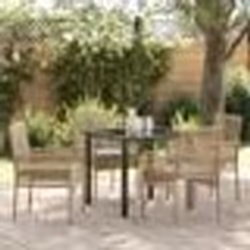 vidaXL Ensemble de salle à manger de jardin 5 pièces avec coussins Beige Poly Rotin