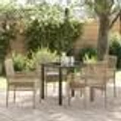 vidaXL Ensemble de salle à manger de jardin 5 pièces avec coussins Beige Poly Rotin