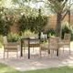 vidaXL Ensemble de Salle à Manger de Jardin de 5 Pièces avec Coussins en Poly Rattan Beige