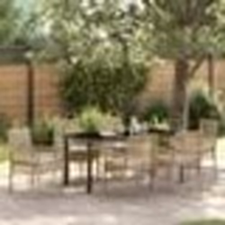 vidaXL Ensemble de Salle à Manger de Jardin 7 Pièces avec Coussins Beiges en Rattan Synthétique