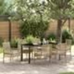 vidaXL Ensemble de Salle à Manger de Jardin 7 Pièces avec Coussins Beiges en Rattan Synthétique