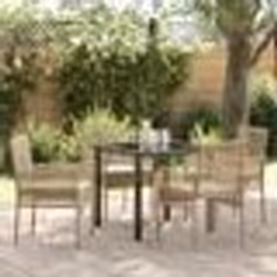 vidaXL Ensemble de salle à manger de jardin 5 pièces avec coussins beige en rotin poly