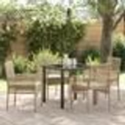 vidaXL Ensemble de salle à manger de jardin 5 pièces avec coussins beige en rotin poly