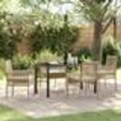 vidaXL Ensemble de jardin 5 pièces avec coussins en rattan beige
