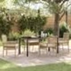 vidaXL Ensemble de salle à manger de jardin 5 pièces avec coussins Beige Poly Rattan