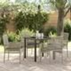 vidaXL Ensemble de Salle à Manger de Jardin 5 Pièces avec Coussins en Poly Rattan Gris Clair