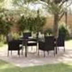 vidaXL Ensemble de repas de jardin de 5 pièces avec coussins en noir poly rotin