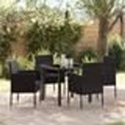 vidaXL Set de salle à manger de jardin de 5 pièces avec coussins en rattan poly noir