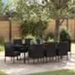 vidaXL Ensemble de Salle à Manger de Jardin en 9 Pièces avec Coussins en Poly Rattan Noir