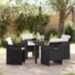 vidaXL Ensemble de Salle à Manger de Jardin 5 Pièces avec Coussins en Rattan Noir
